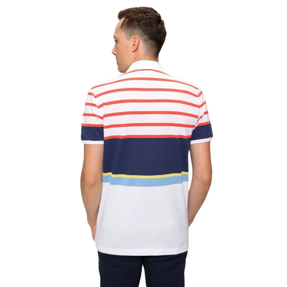 U.S. POLO ASSN. Short Sleeve Striped Front Knit Polo Shirt Men - WLTWHT