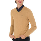 U.S. POLO ASSN. V Neck Knitwear Sweater Men 50275819-VR123 - Tan / M