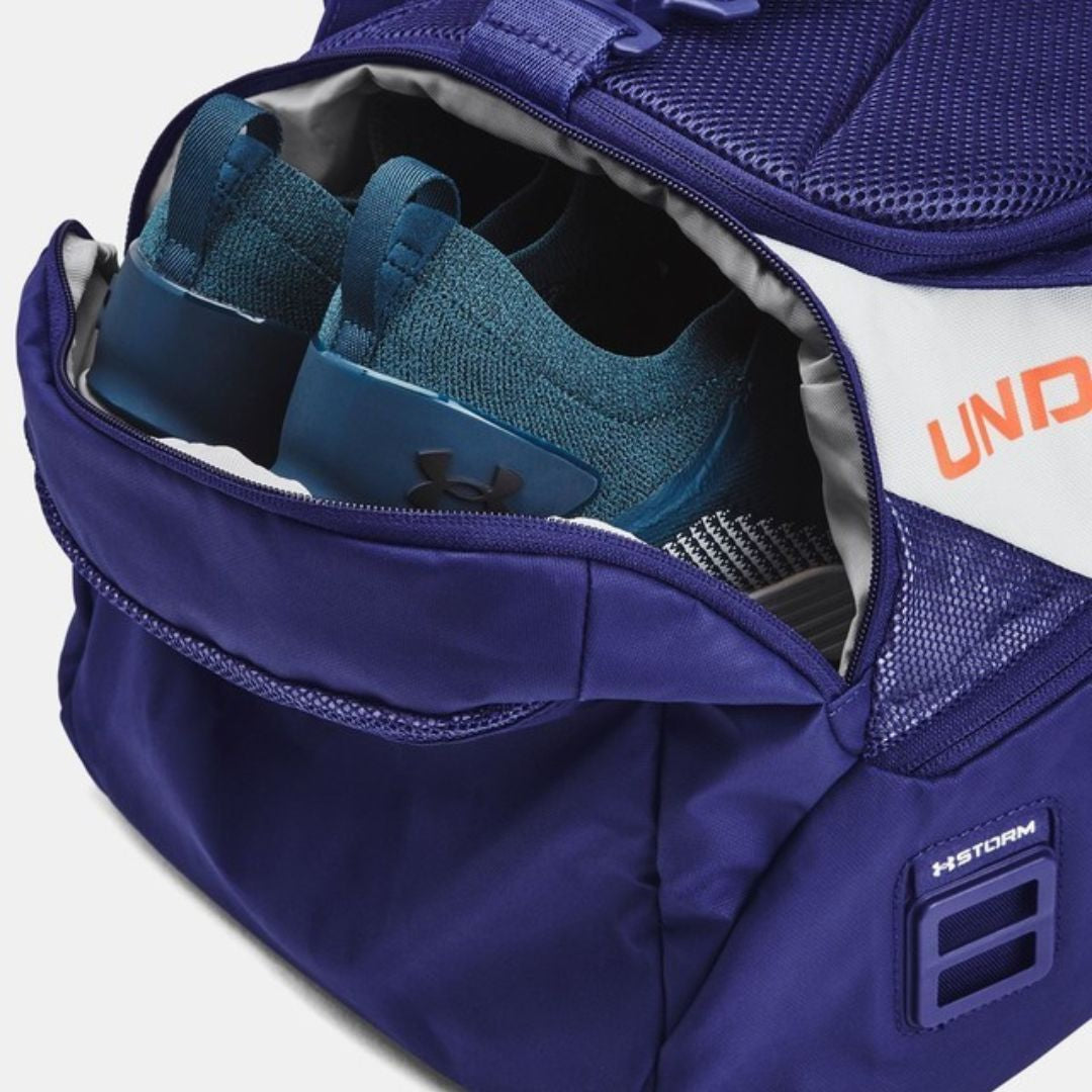 Under Armour UA Contain Duo Small Duffle Backpack 1361225-006 - White/ Purple