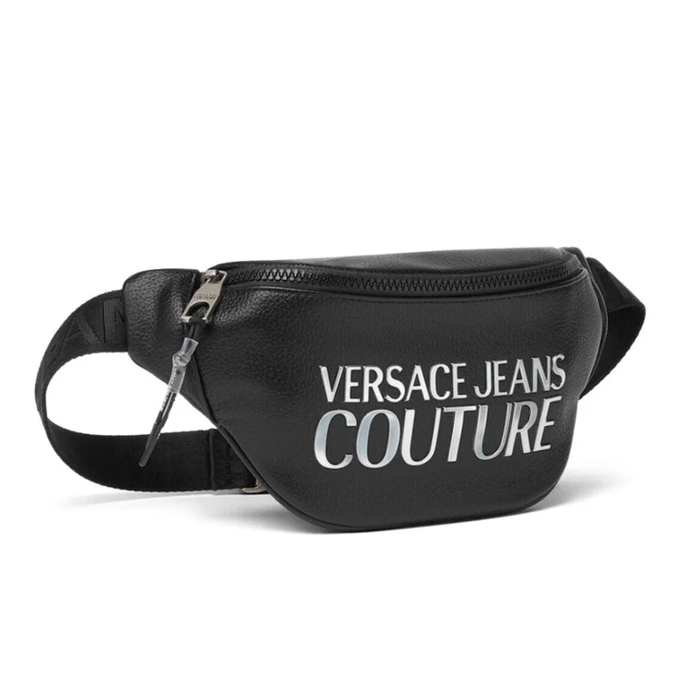 VERSACE JEANS COUTURE RANGE TACTILE LOGO BELT BAG - BLKSLV - Black