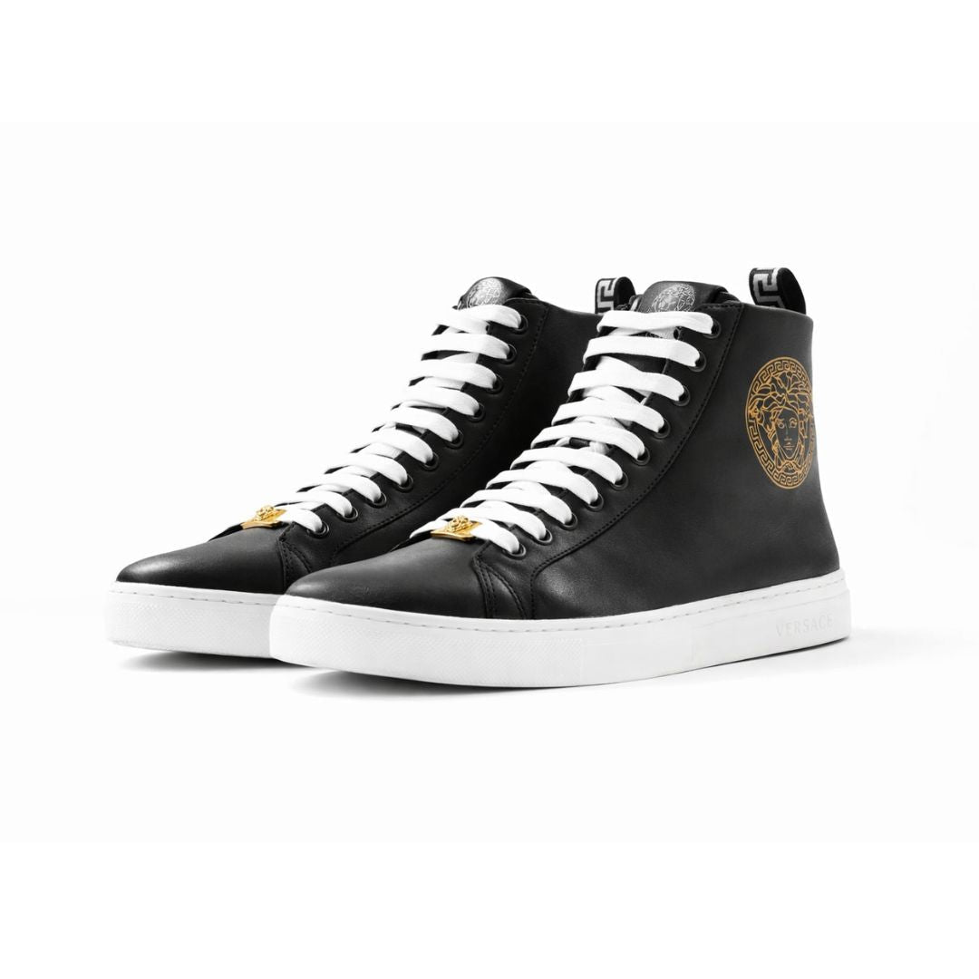 VERSACE Medusa Logo High-Top Boots - BLKWHT - Black / 39