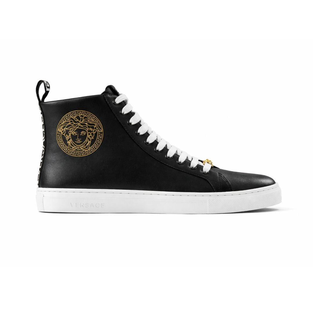 VERSACE Medusa Logo High-Top Boots - BLKWHT