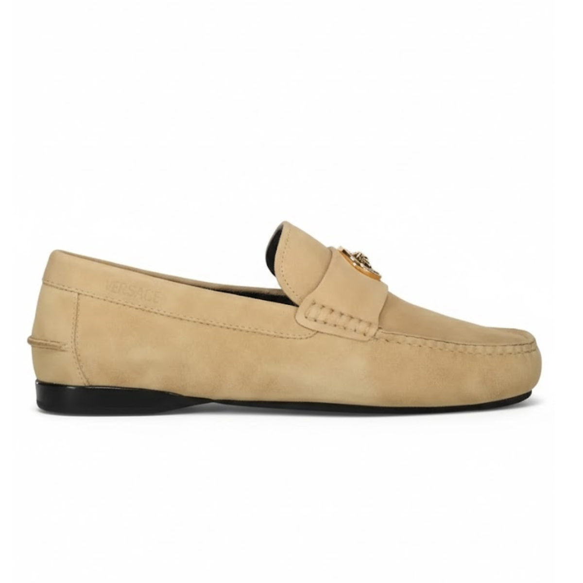 VERSACE Suede Stamped Vitello Car Loafer Men - BEG - Beige / 35