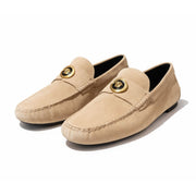 VERSACE Suede Stamped Vitello Car Loafer Men - BEG - Beige / 35