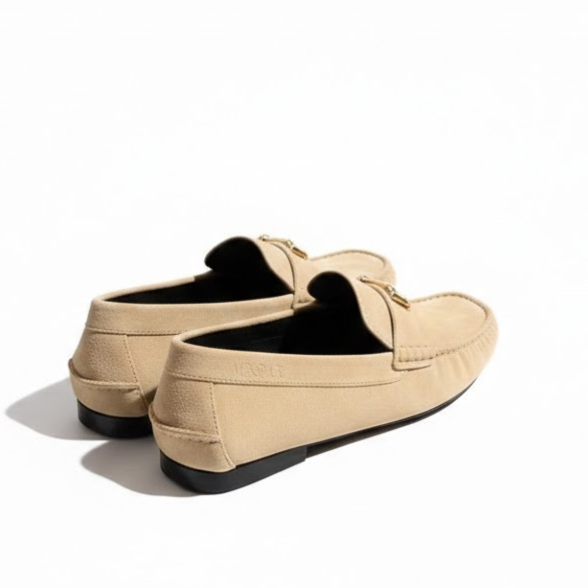 VERSACE Suede Stamped Vitello Car Loafer Men - BEG