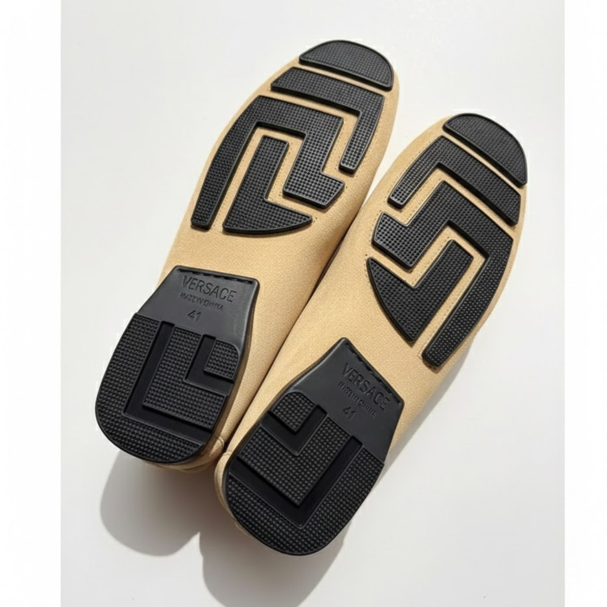 VERSACE Suede Stamped Vitello Car Loafer Men - BEG