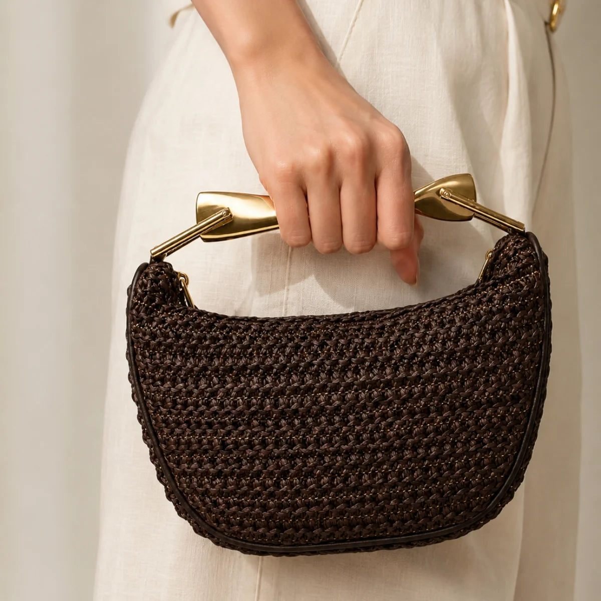 ZARA Bohemia Straw Beach Bag Crossbody Women - BRN - Brown