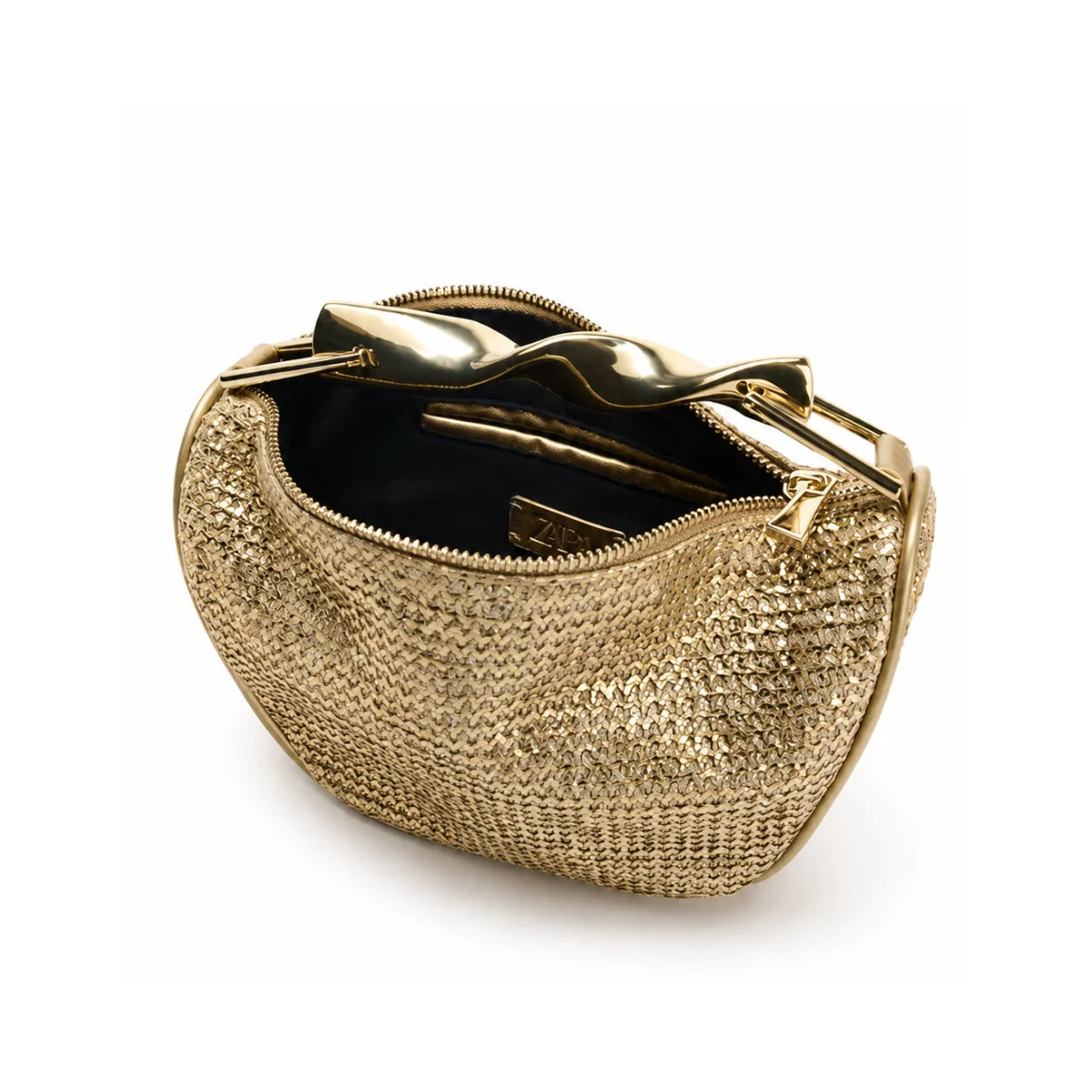 ZARA Bohemia Straw Beach Bag Crossbody Women - GLD - Gold