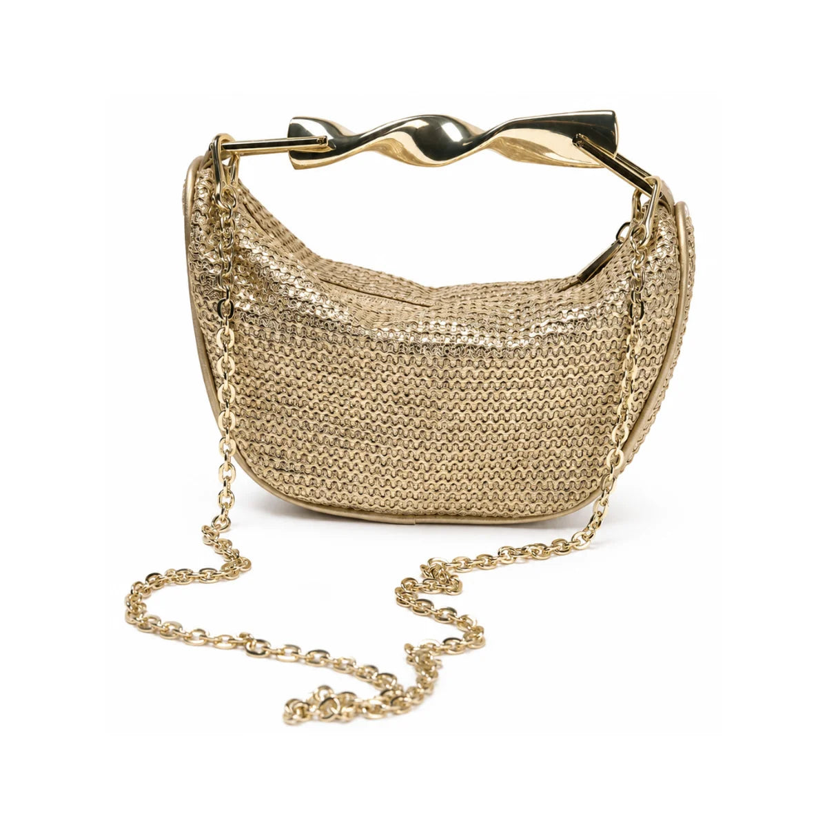 ZARA Bohemia Straw Beach Bag Crossbody Women - GLD - Gold