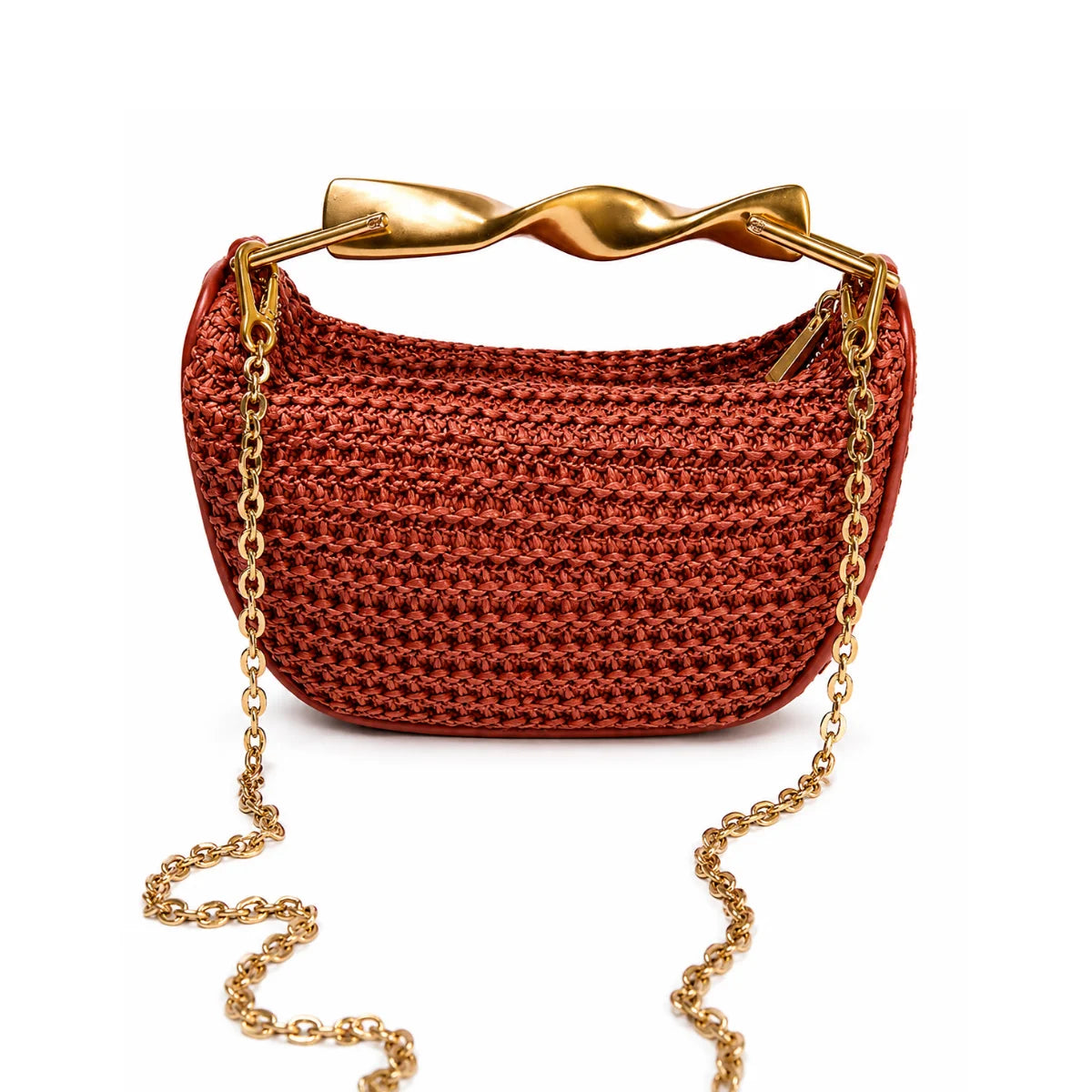 ZARA Bohemia Straw Beach Bag Crossbody Women - ORG - Orange