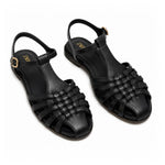 ZARA Braided Leather Sandals Women 1615-010- BLK - Black / 37