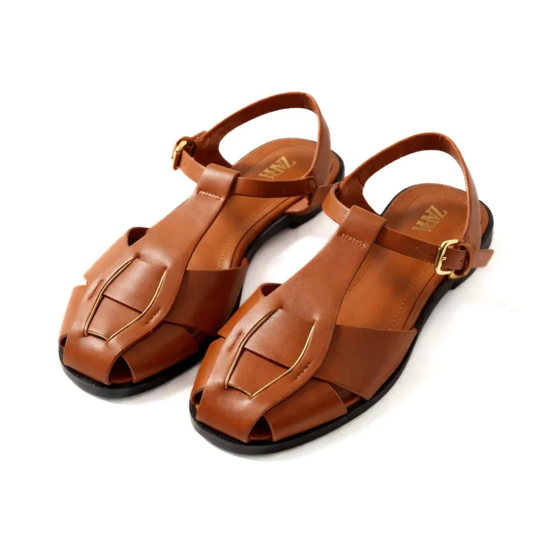 ZARA BUCKLED CAGE SANDALS Women 1229-8 - BRN - Brown / 37