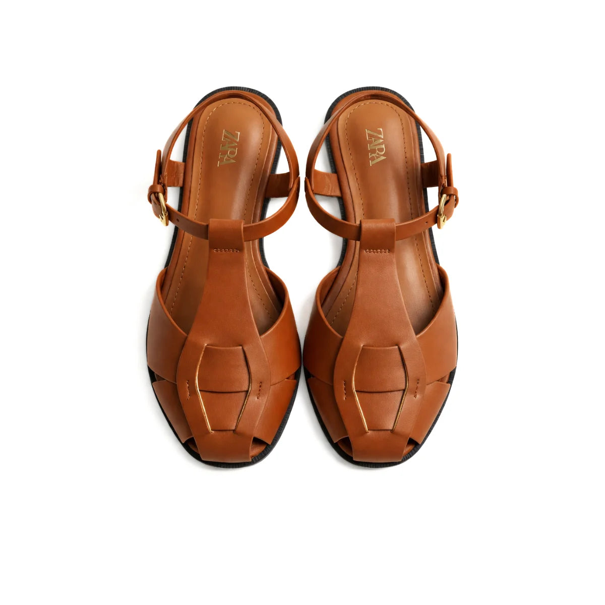 ZARA BUCKLED CAGE SANDALS Women 1229-8 - BRN