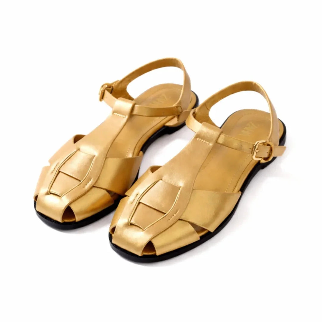 ZARA BUCKLED CAGE SANDALS Women 1229-8 - GLD - Gold / 37