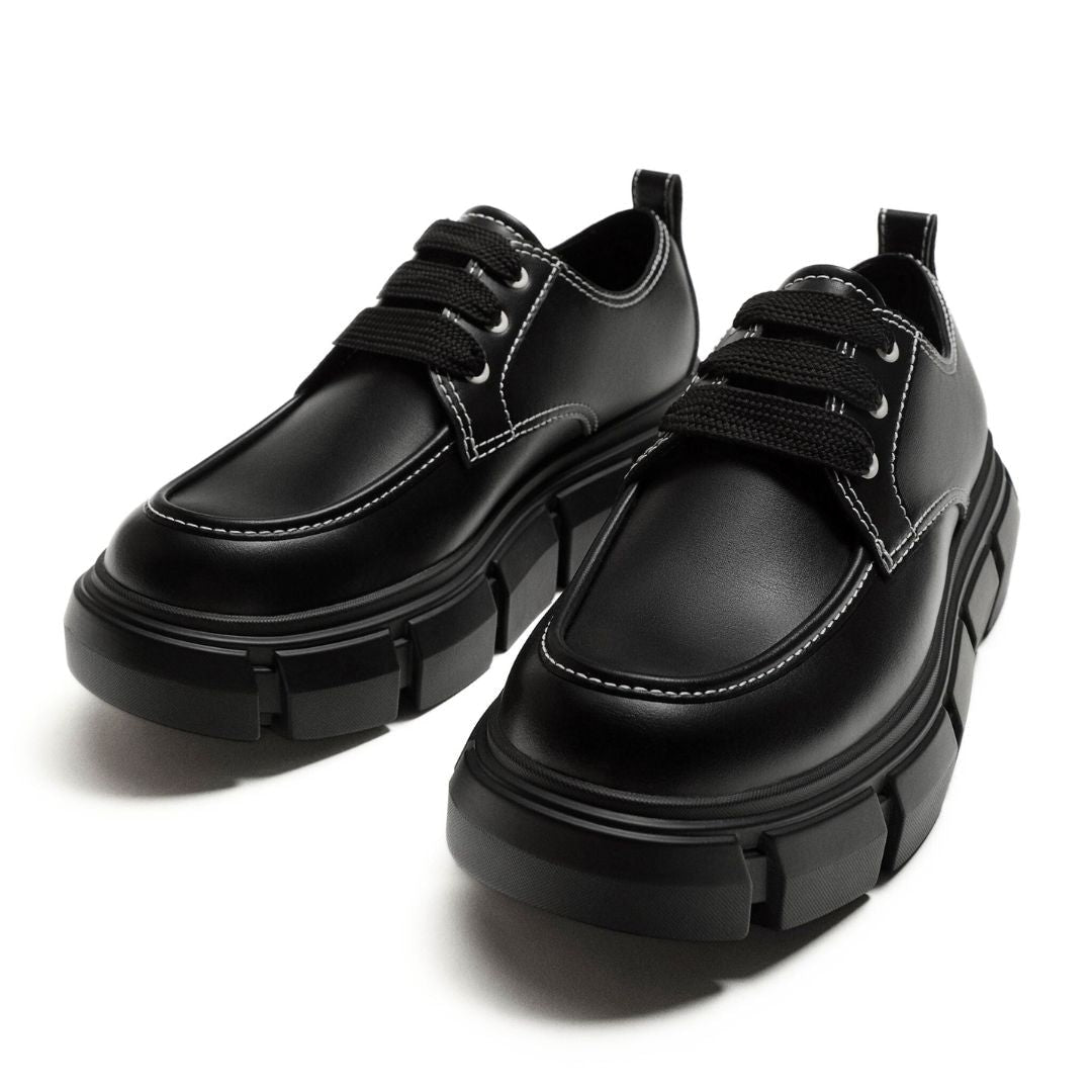 ZARA CHUNKY LACE UP WITH TOPSTITCHING 2451-520-BLK