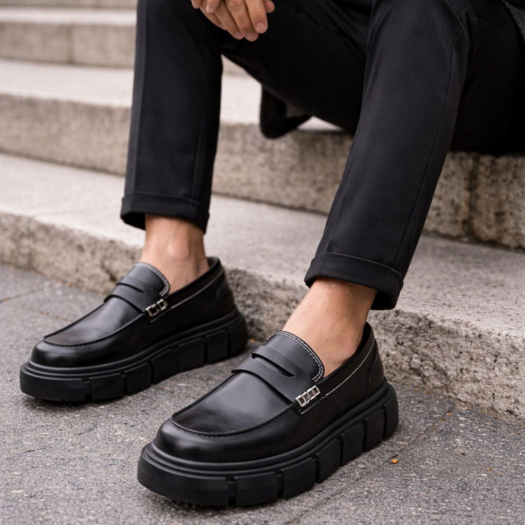 ZARA CHUNKY LOAFERS WITH TOPSTITCHING 2646-520-BLK