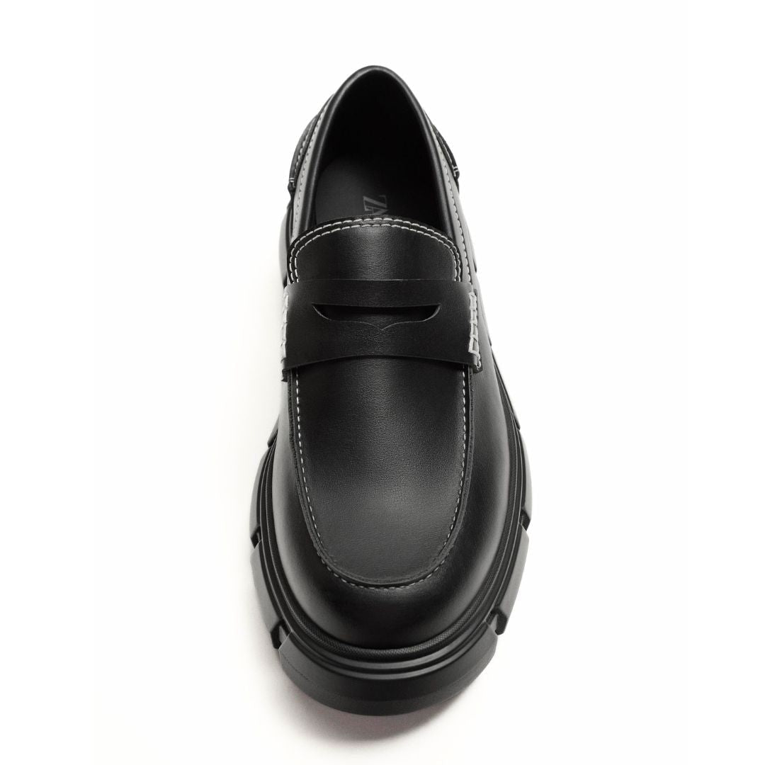 ZARA CHUNKY LOAFERS WITH TOPSTITCHING 2646-520-BLK