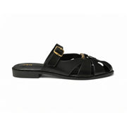ZARA Classic Leather Sandal with Gold Detail Women 1514-210-BLK - Black / 37