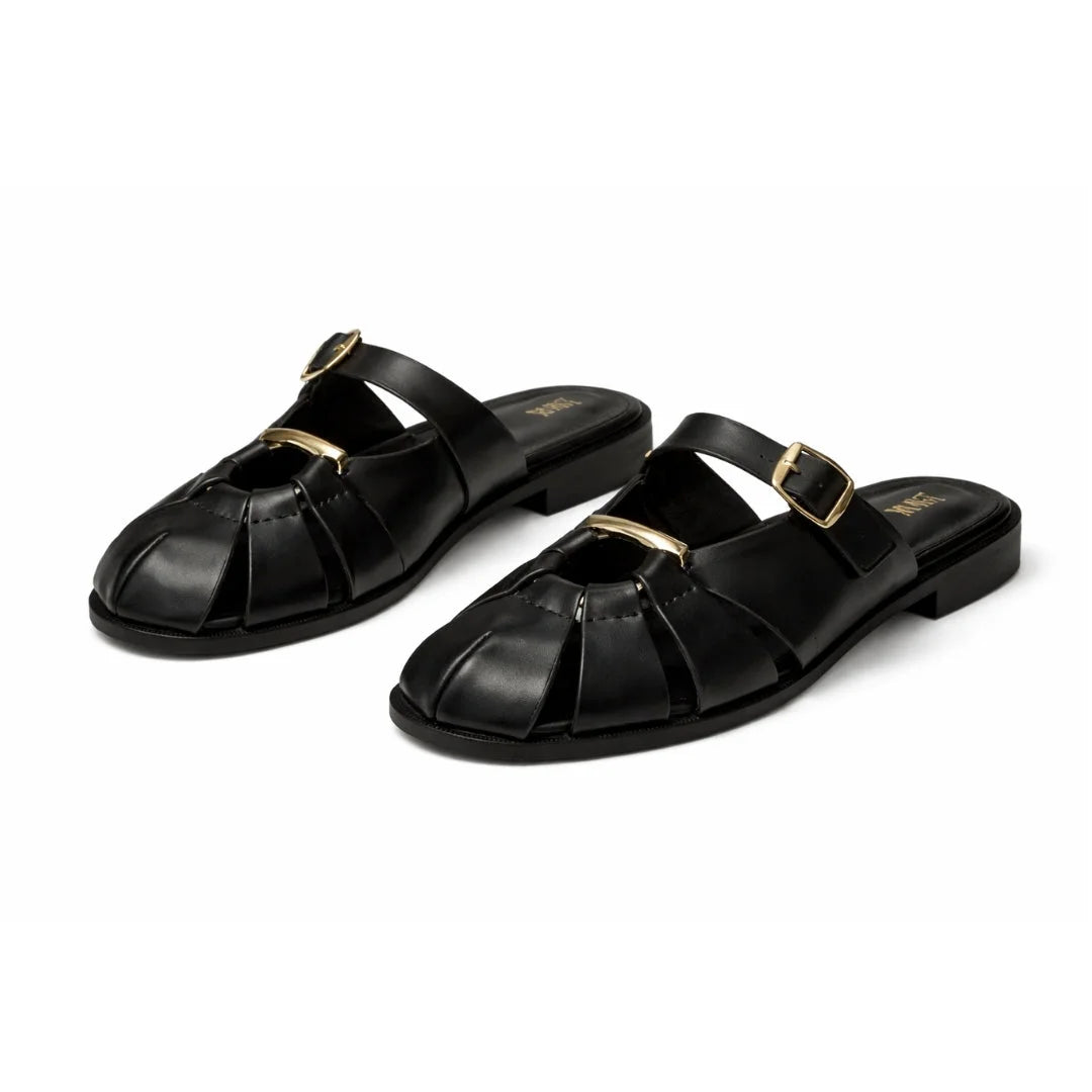 ZARA Classic Leather Sandal with Gold Detail Women 1514-210-BLK