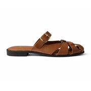 ZARA Classic Leather Sandal with Gold Detail Women 1514-210-BRN - Brown / 37