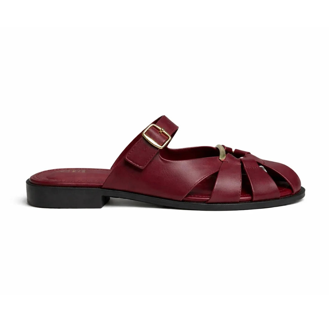 ZARA Classic Leather Sandal with Gold Detail Women 1514-210-MAR - Maroon / 37