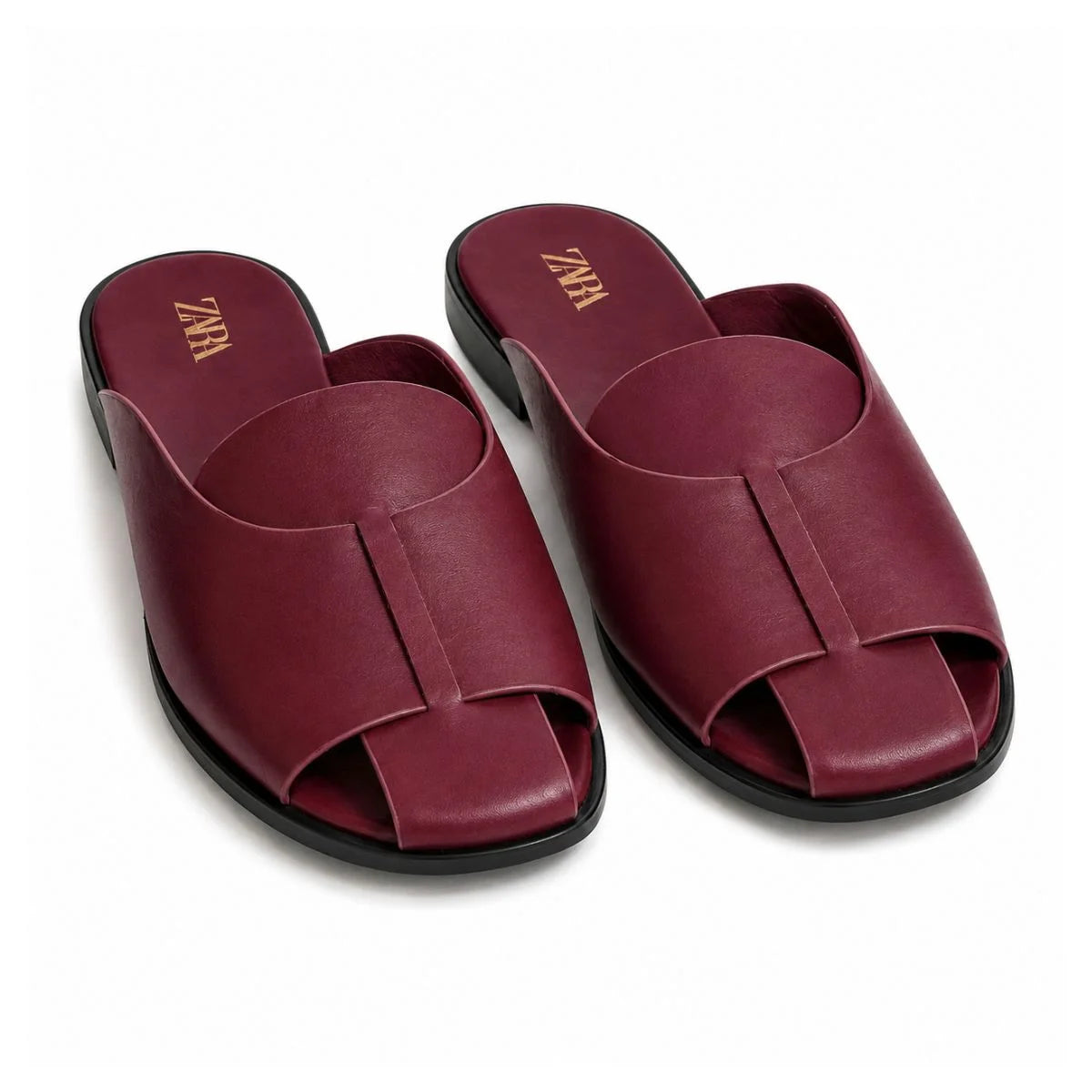 ZARA Crab Leather SANDALS Women 1608-311-BUR - Burgundy / 37