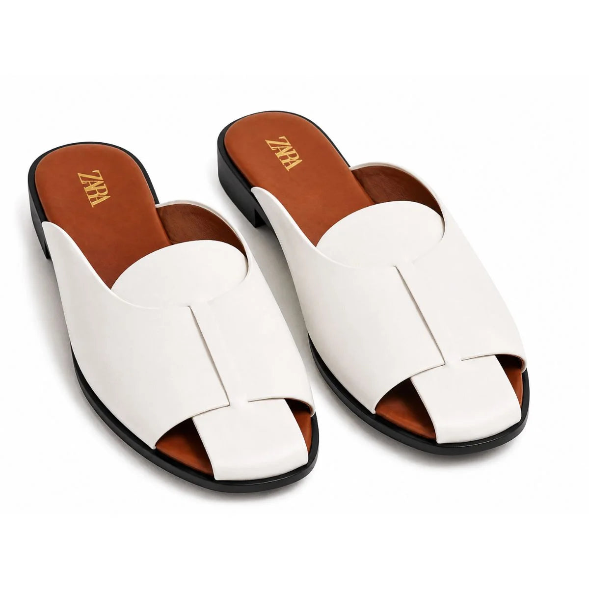 ZARA Crab Leather SANDALS Women 1608-313- WHT - White / 37
