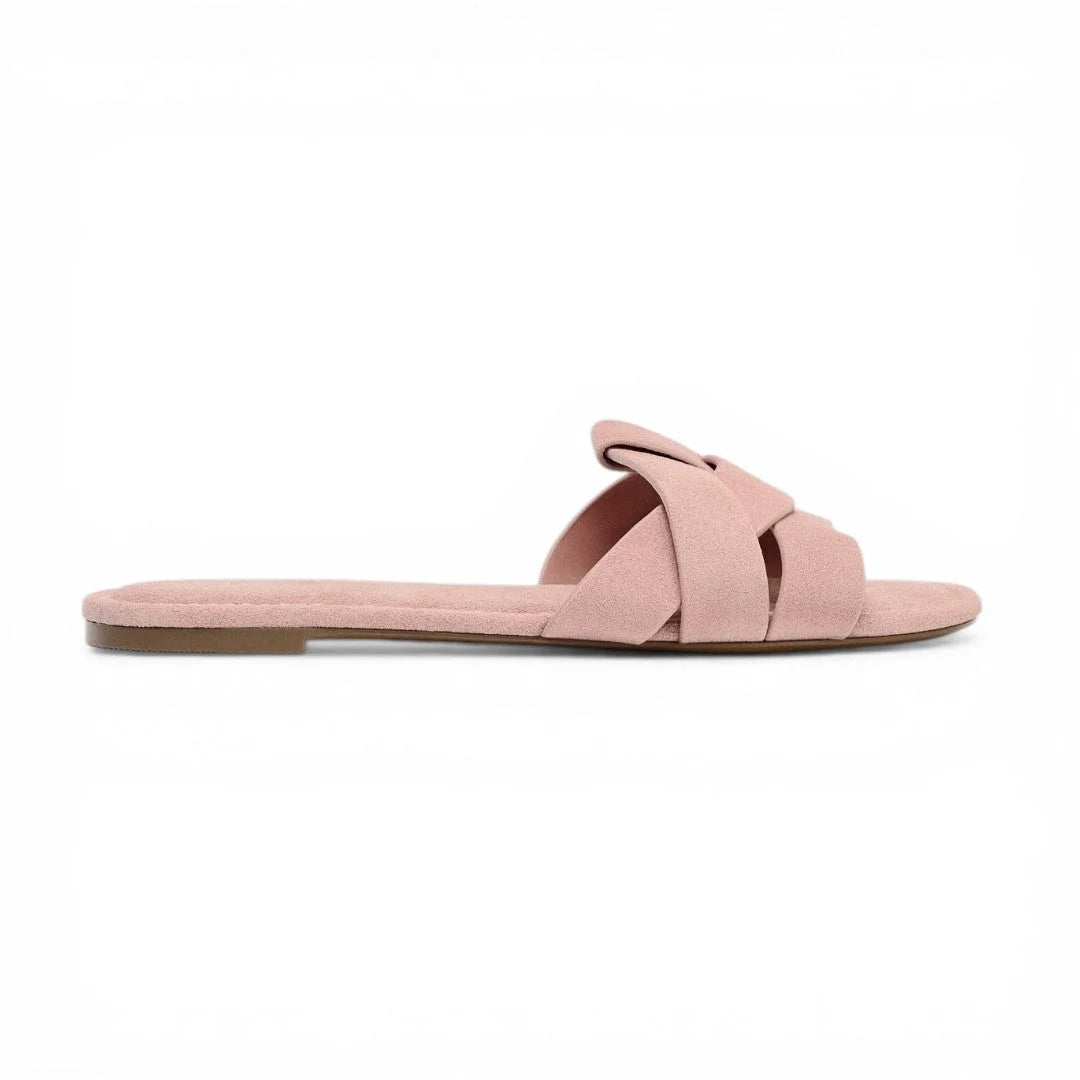 ZARA Criss-Cross Split Suede Flat Sandals Women 2641-510-RSE - Rose / 37