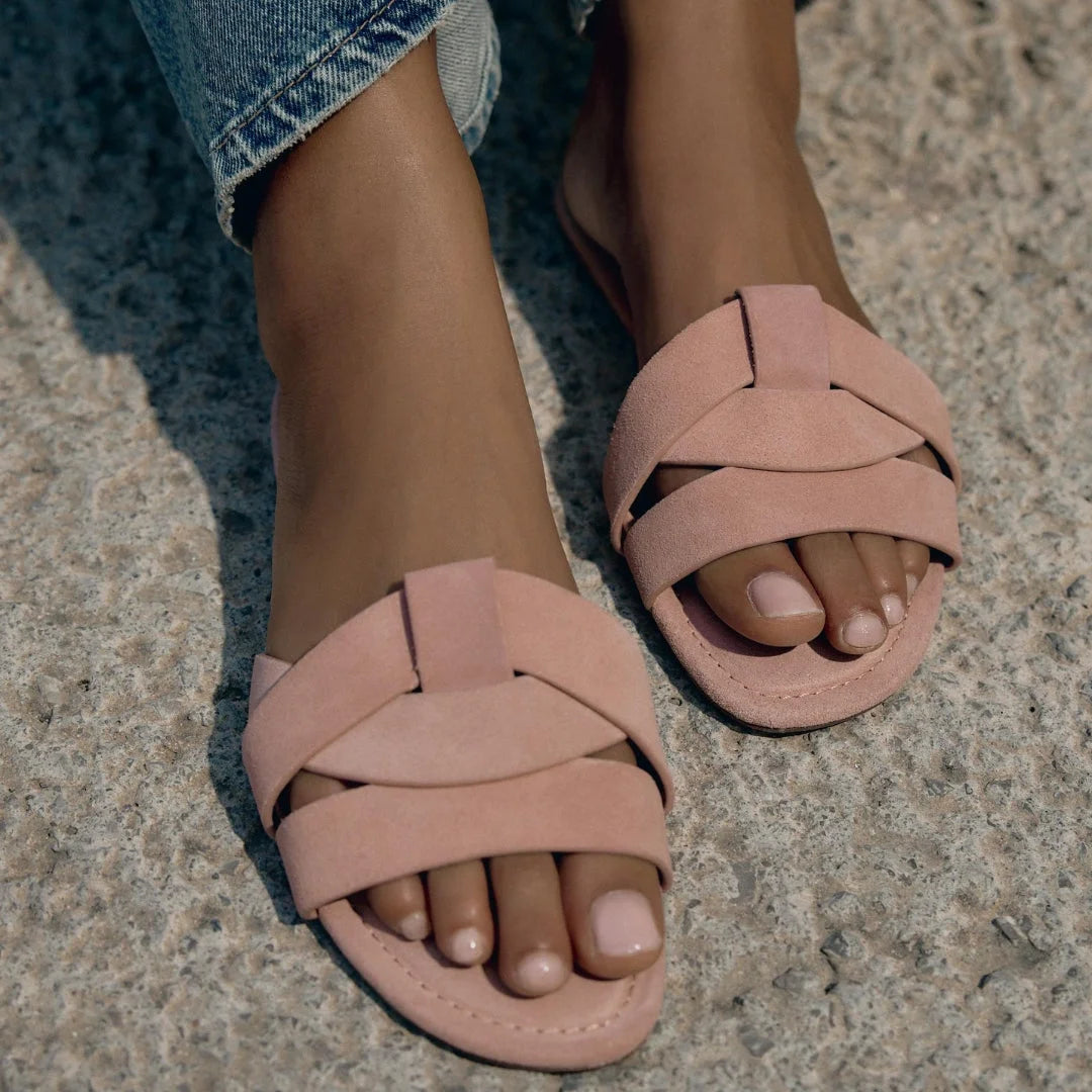 ZARA Criss-Cross Split Suede Flat Sandals Women 2641-510-RSE