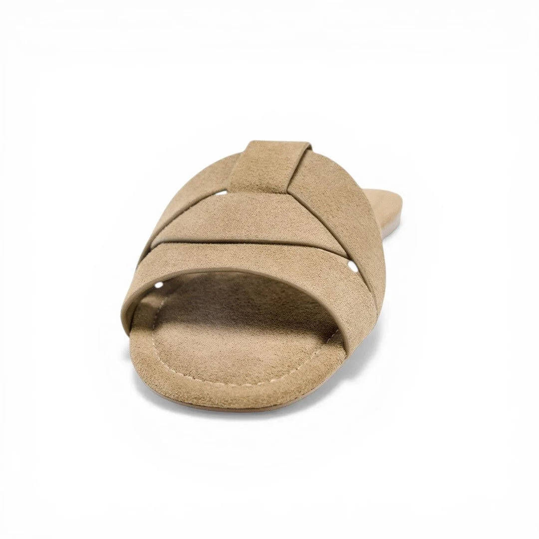 ZARA Criss-Cross Split Suede Flat Sandals Women 2641-510-SND