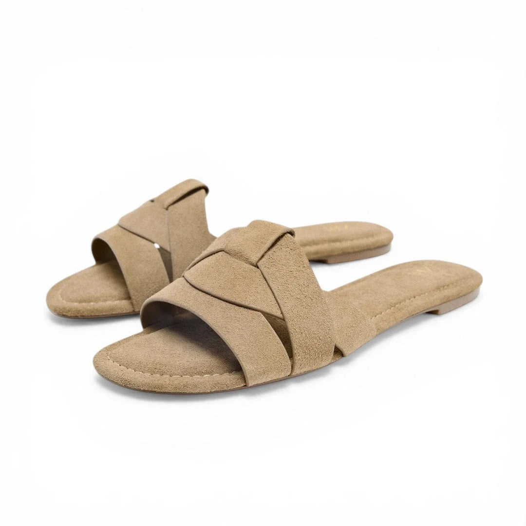 ZARA Criss-Cross Split Suede Flat Sandals Women 2641-510-SND
