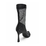 ZARA EMBELLISHED SOCK PEEP-TOE BOOTIE Women - BLK