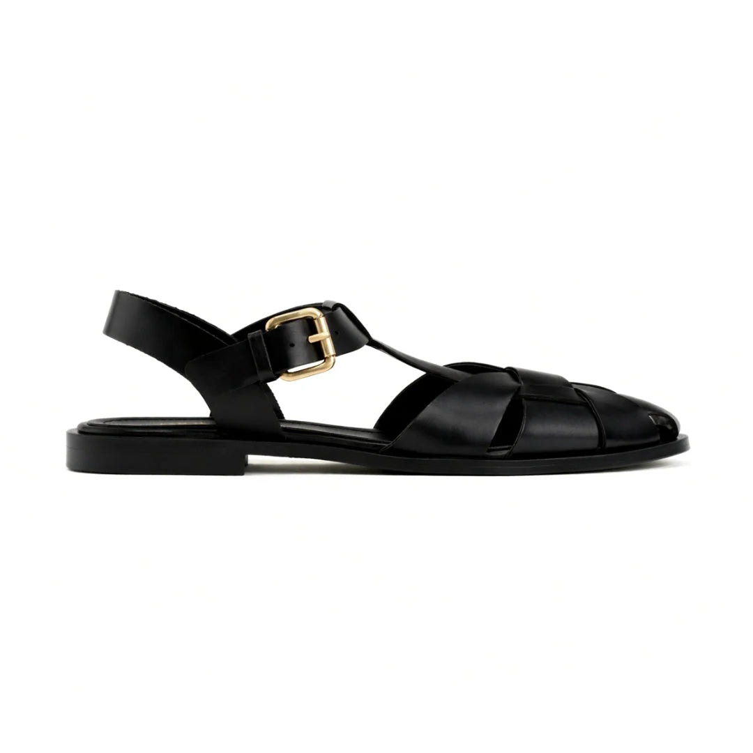 ZARA Flat Cage Sandals Women 2840-410-BLK - Black / 37