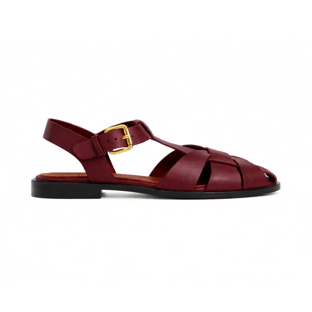 ZARA Flat Cage Sandals Women 2840-410-MAR - Maroon / 37