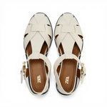 ZARA Flat Cage Sandals Women 2840-410-WHT