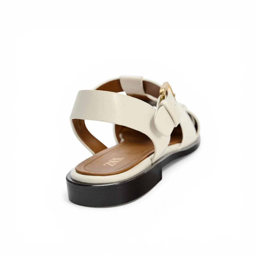 ZARA Flat Cage Sandals Women 2840-410-WHT