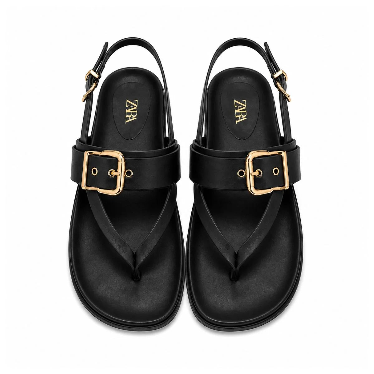 ZARA Flat Slider with Buckles Sandals Women 1615-012 - BLK