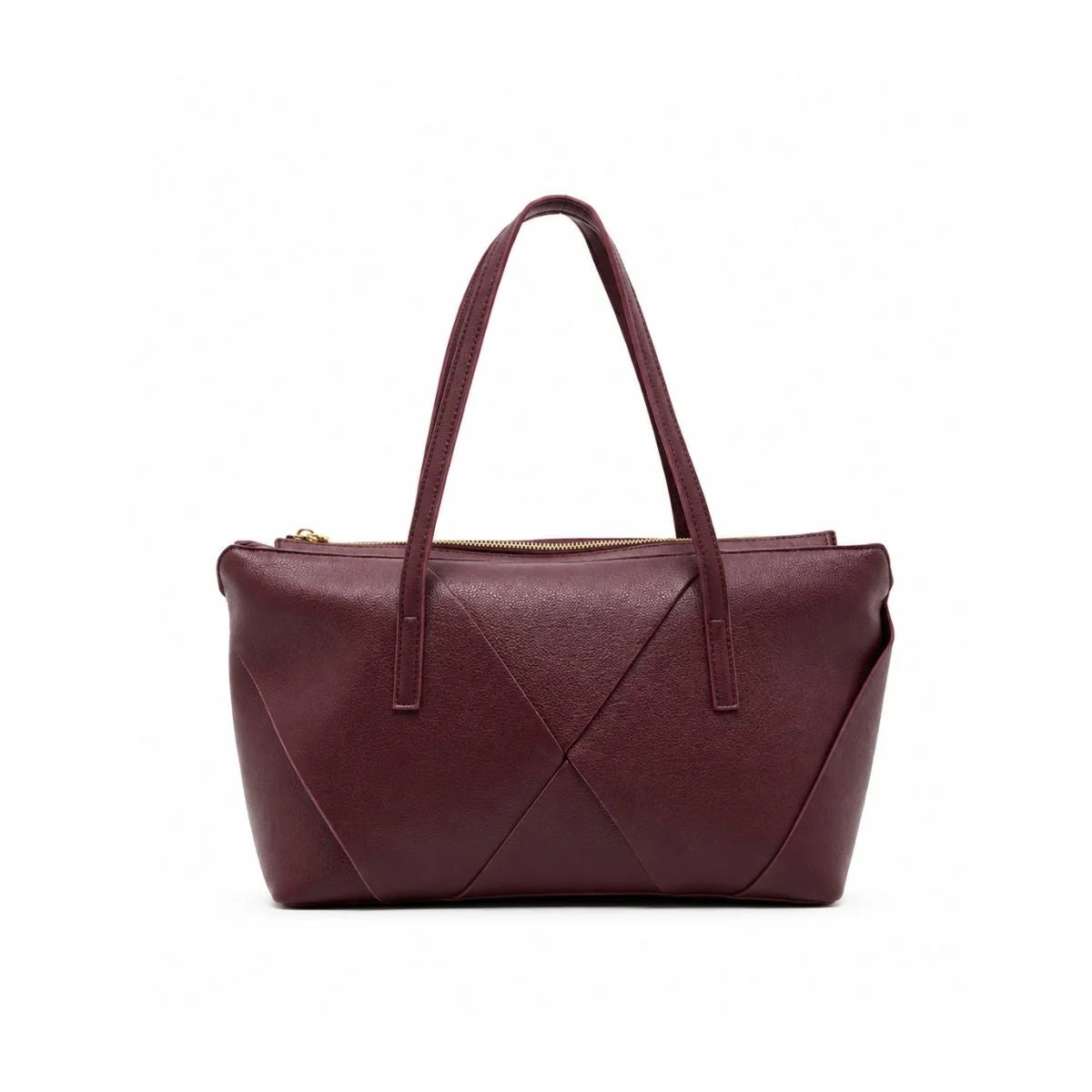 ZARA Geometric Tote Hobo Shoulder Bag Women - BUR - Burgundy