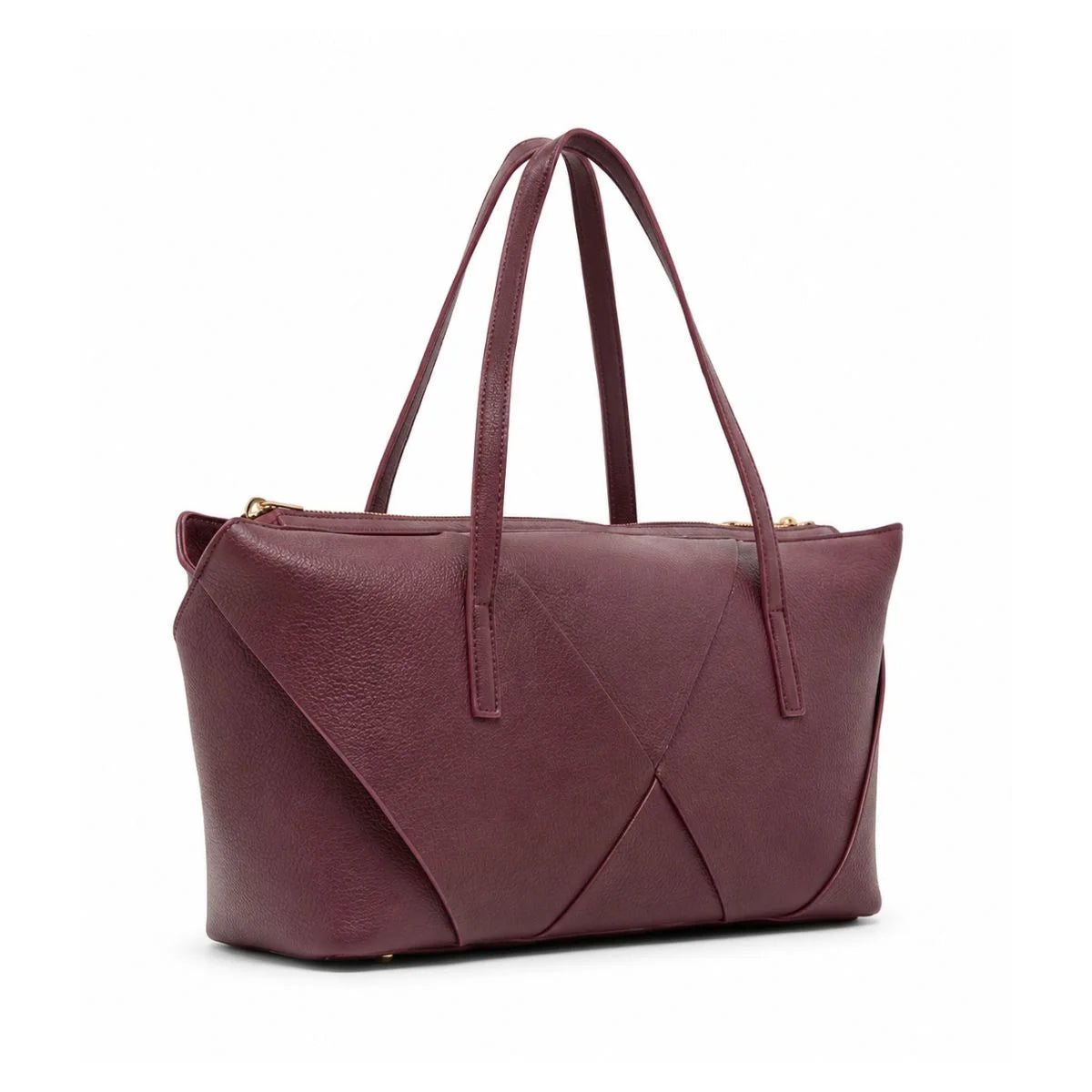 ZARA Geometric Tote Hobo Shoulder Bag Women - BUR - Burgundy