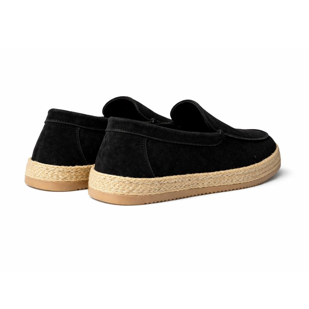 Zara Leather And Jute Loafers Sneakers Men 2639/520-BLK