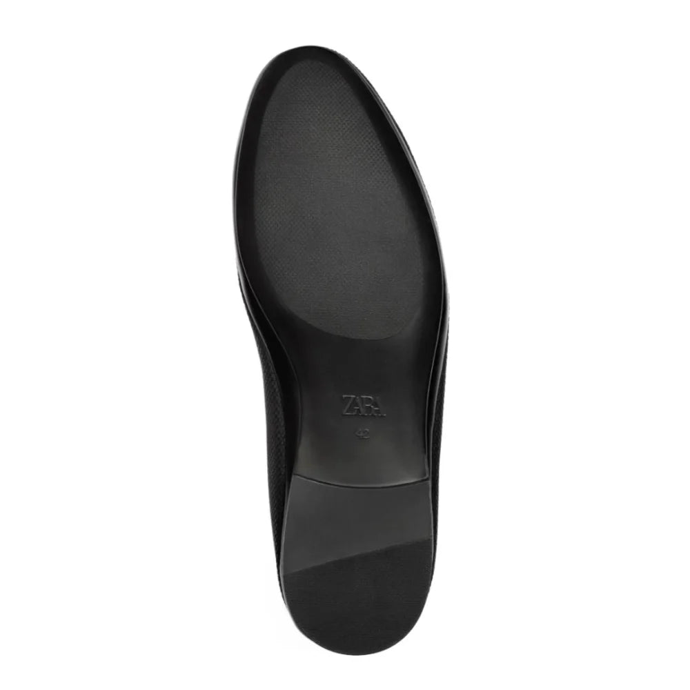 ZARA LEATHER FINISH LOAFERS 2605-920-040-BLK - Black / 42