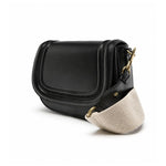 ZARA Long crossbody strap with canvas fabric Women - BLK - Black