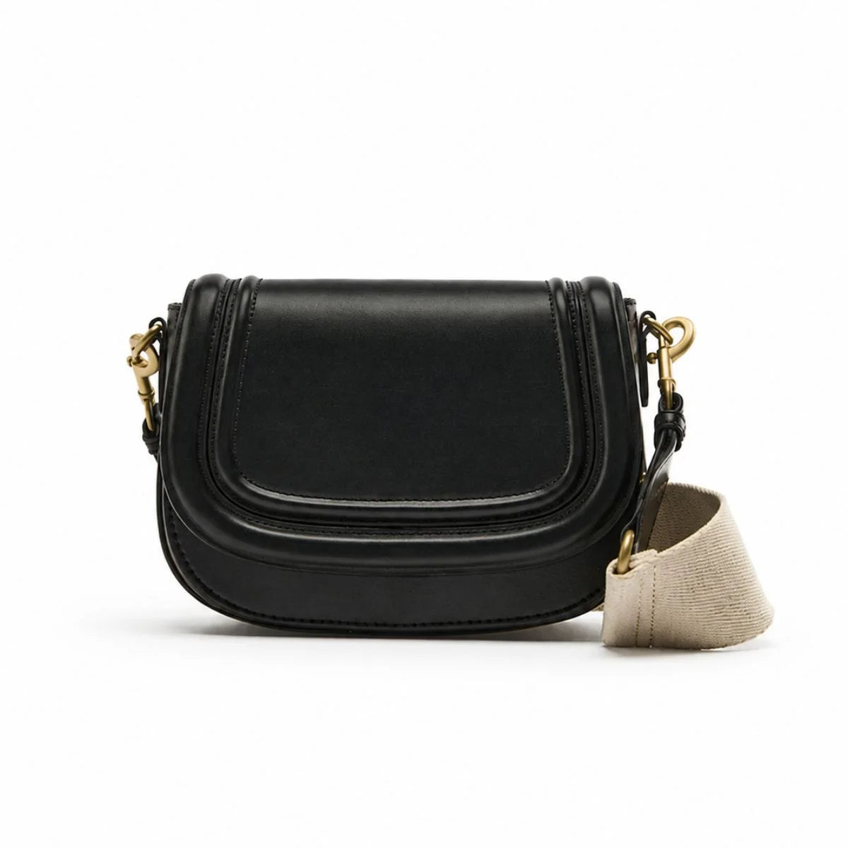 ZARA Long crossbody strap with canvas fabric Women - BLK - Black