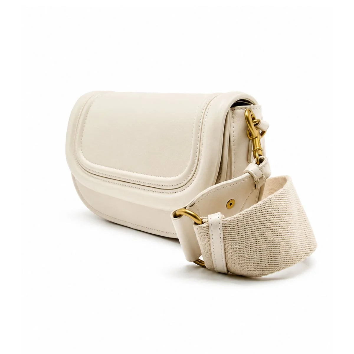 ZARA Long crossbody strap with canvas fabric Women - CRM - Cream