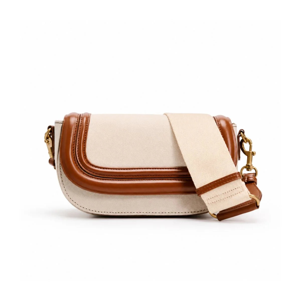 ZARA Long crossbody strap with canvas fabric Women - CRMTAN - Cream-Tan