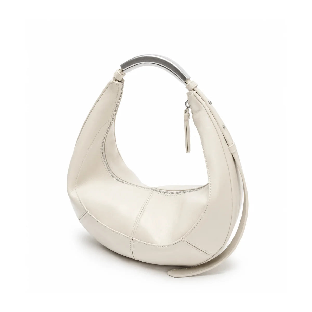 ZARA Metallic Handle Oval Crescent Shoulder Bag Women - BEG - Beige