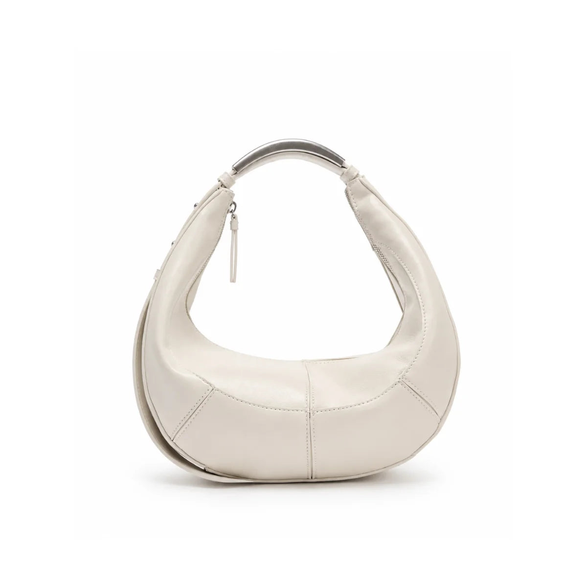 ZARA Metallic Handle Oval Crescent Shoulder Bag Women - BEG - Beige
