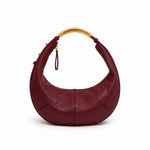 ZARA Metallic Handle Oval Crescent Shoulder Bag Women - BUR - Burgundy