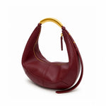 ZARA Metallic Handle Oval Crescent Shoulder Bag Women - BUR - Burgundy