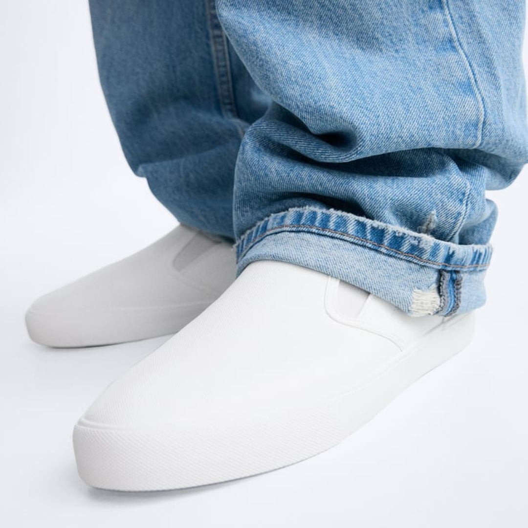 ZARA Monochrome Basic Slip On Sneakers 2207 320 WHT